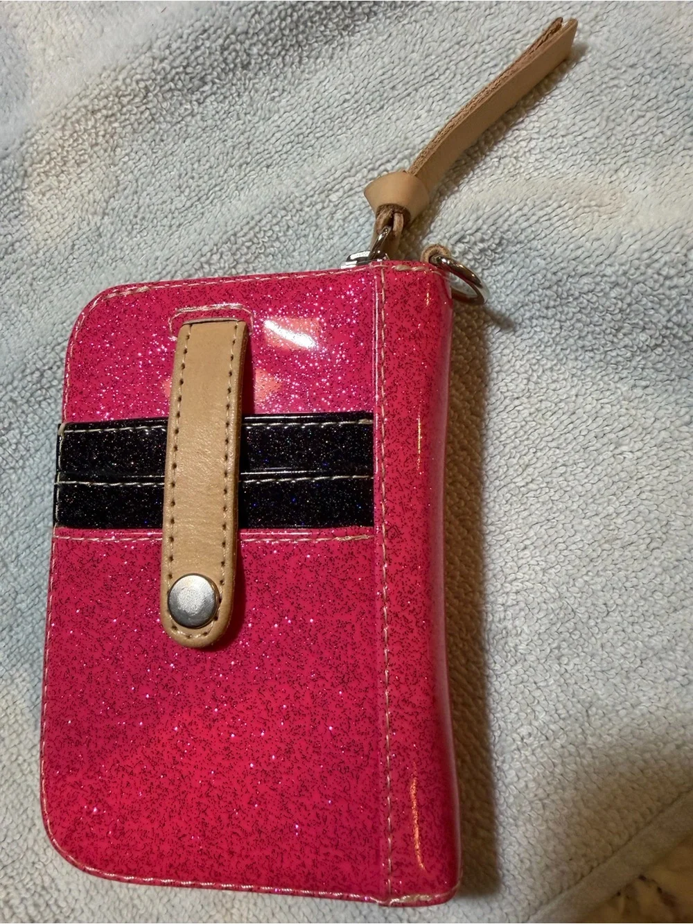 Consuela Hot Pink Glitter Zip Wallet